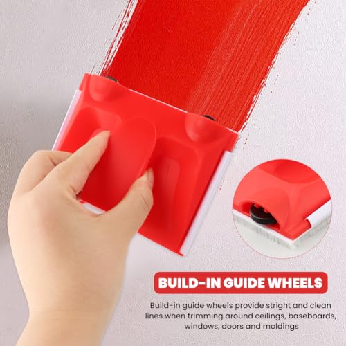 Paint Edger Trimmer with 2pcs Replacement Pad Refills, Corner Walls & Ceilings Paint Pad Applicator, Edge Painting Tool for Walls, Ceilings, Corners, Trims, and Edges FLA-wless Cutting-in