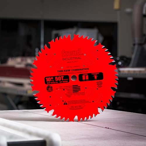 Freud LU83R010 Industrial 10-in 50T Thin Kerf Combination Saw Blade - style: 10-Inch 50 Tooth ATB Thin Kerf Combination Saw Blade with 5/8-Inch Arbor and PermaShield Coating