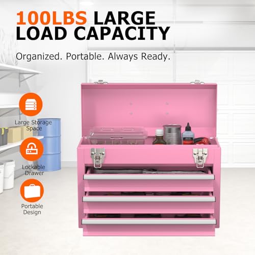 Portable Metal Tool Box - color: Pink