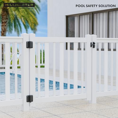 Heavy Duty Self Closing Nylon Gate Hinges for Square-to-Square Vinyl Fence,Pool Gate Hinges with Alignment Legs, No Rust&Adjustable Fence Door Hinges for Outdoor Metal&Vinyl Gates,Wood Gate, 2 Count