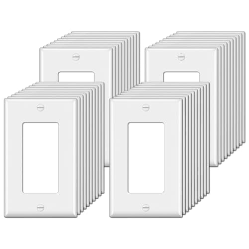 BESTTEN 40 Pack Decorator Wall Plates 1-Gang Electrical Cover Plate, White - size: 1 Gang 40PK