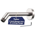 HammerHead® Solid Metal Shower Arm and Flange - 7.5 Inch 304 Stainless Steel Extension Pipe - Universal Shower Head Arm with Flange and Locking Screw, Brushed Nickel - color: Brushed Nickel