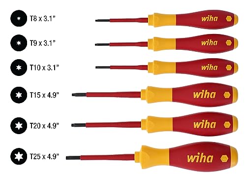 Wiha 32590 Torx Screwdriver Set With SoftFinish Handle, 1000 Volt, 6 Piece