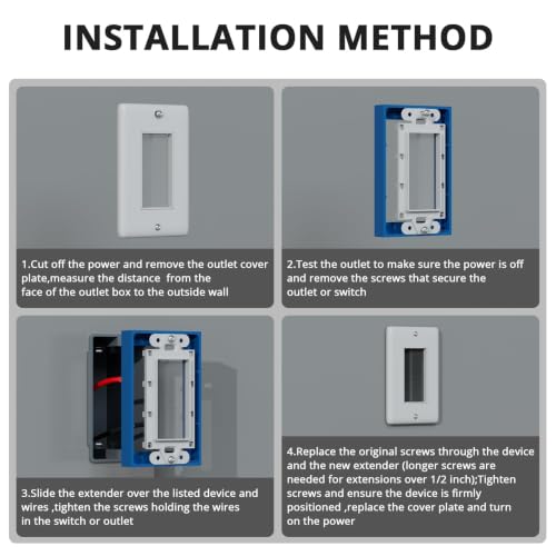 ABS 1/2 Inch Outlet Box Extender, Single Gang, Blue, 1 Pack - color: Blue, size: 1 PC