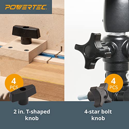POWERTEC 71174 T Track Knob Kit, 5/16-18 Threaded Bolts and Washers, 46 Piece Set, T Slot Bolts, T Track Accessories for Woodworking Jigs and Fixtures - size: 5/16"-18, style: 46 pcs