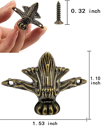 24 PCS Antique Brass Box Legs Feet for Wood Jewelry Treasure Storage Chest - color: Bronze