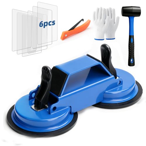 Floor Gap Fixer 45°Vinyl Flooring Repair Tool with Suction Cup and Mallets - color: Blue