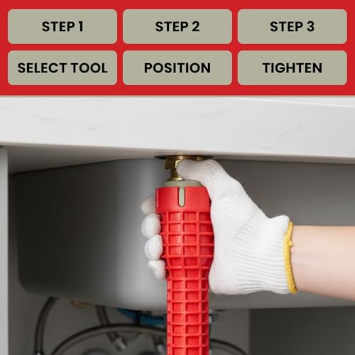 Faucet and Sink Wrench Tool - Multi-Function Basin Wrench - Plumbing Installation Tool for Tight Spaces - Kitchen Bathroom Sink Faucet Installer - Under Sink Wrench Set - Plumber Tools (8-in-1 Kit)