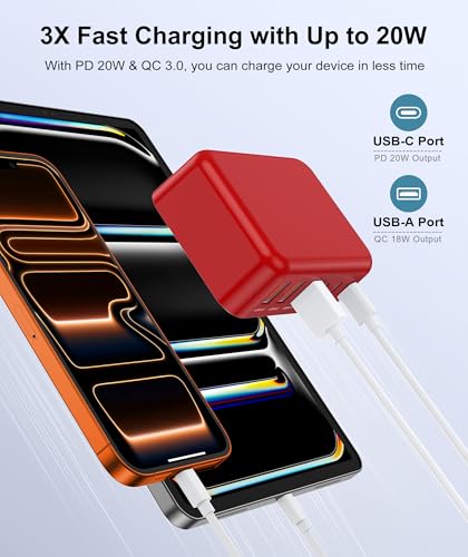 Fast Charger Block,100W 6 Port Charger Station Hub Cube,USB C Charger Block - color: Rad