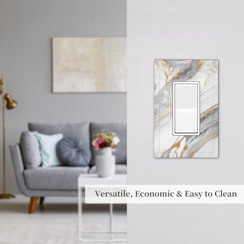 White Gray Gold Marble Light Switch Cover Decorative Wall Plate - color: 1 Gang Single Rocker