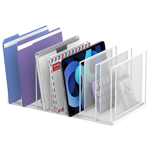 File Organizer for Desk, 7-Section Vertical File Sorter, Paper Holder Organizer Standing Metal File Folder for Office Home Classroom, White - color: White, size: 1 Pack 7-Section