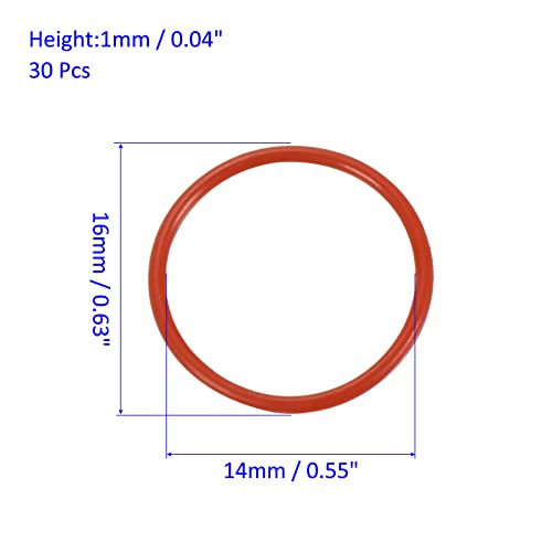 M METERXITY 30 Pack Silicone O-Rings - Garden Water Hose Rubber Sealing Gasket Ring, Soft & Elastic, Apply to Outdoor (14mmx16mmx1mm, Red) - size: 14mmx16mmx1mm