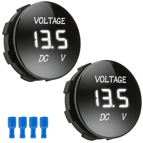 2 PCS DC 12V 24V Volt Meter, Car LED Digital Voltmeter Gauge - color: 2 PCS White