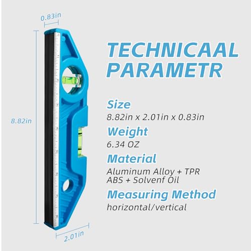 WBE 4-Piece Torpedo Level Set, 9 Inch Magnetic Level, with 0°/90° Bubbles, Large Viewing Window, V-Groove for Conduit Bending, Sea and Imperial scale.(Azure, 4 Pack) - size: 4 Pack