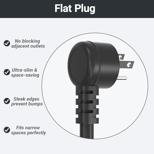 Outdoor Power Strip Weatherproof IPX6, Waterproof Surge Protector with 3 Wide-Spaced Outlets, Flat Plug Heavy Duty Extension Cord for Garden Patio Garage, Wall Mountable, 13A 1625W (Black, 3FT) - size: 3FT