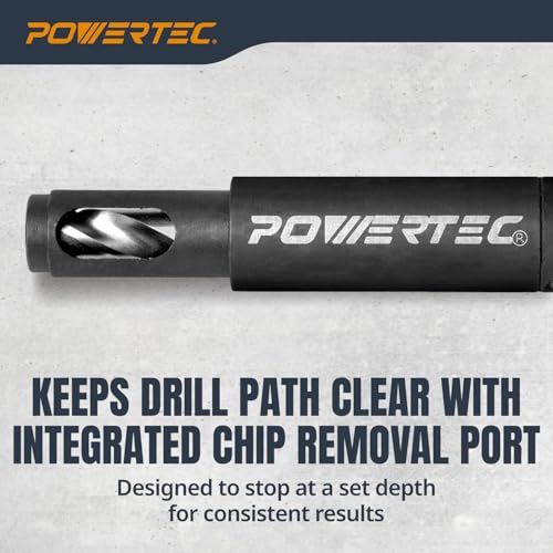 POWERTEC Shelf Pin Jig with 1/4" Self Pin Bit, Self Centering Drill Bit for 3/8' Holes, Woodworking Tool for Installing Shelf Pegs & Making Shelves & Cabinets (71653) - size: Jig with 1/4" Self Pin Bit