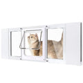 Cat Door for Window, Quick Damage-Free Install, 24"-28" Width Adjustable, All Aluminum Frame, 4-Way Lock, Magnetic Closure Cat Window Door, Extra Window Sealing Strips (S) - size: S: Fits 24"-28" Width
