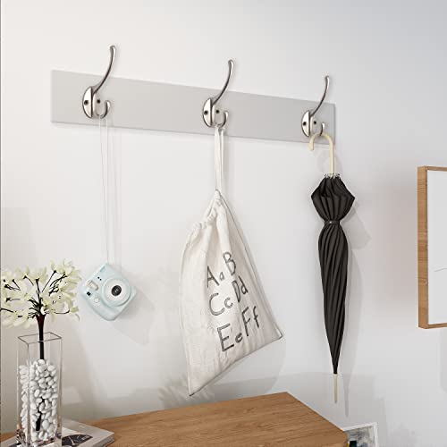 30 Pack Heavy Duty Silvery Dual Coat Hooks for Coat, Bag, Scarf, Hat - color: 30 Pcs Silvery