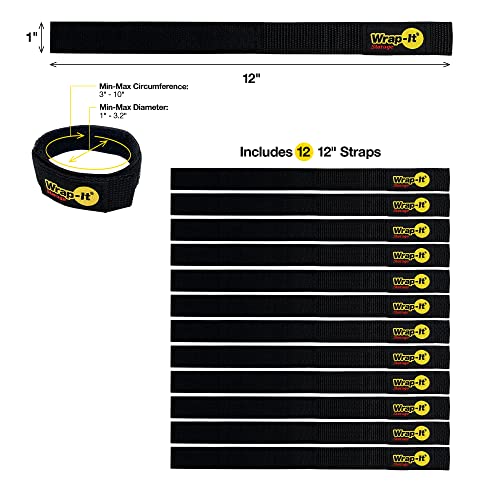 Quick-Straps by Wrap-It Storage – 12” (12-Pack) Black - color: Black, size: 12" (12 Pack)