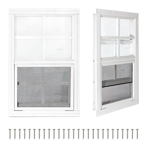 2 Pack Shed Windows, Chicken Coop Windows, 12" x 18" White - color: White, size: 12" x 18"