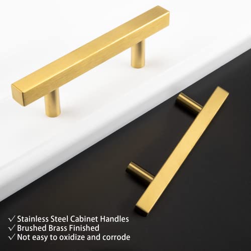 Goldenwarm 10 Pack 3-3/4 Inch Gold Cabinet Handles Brass Kitchen Pulls - color: Gold, size: 3-3/4 Inch Hole Center