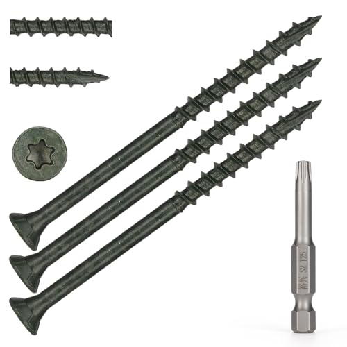 Wood Screws #10 x 3’’, T25 Star Torx Drive Flat Head Deck Screws, Green, 67Pcs (1lb) - color: Green, size: 10X3’’