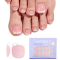 Beetles Toe Nail Press Ons Short French Tip Press On Toenails 72PCS Kit - color: 1B - French in Pink Base - S