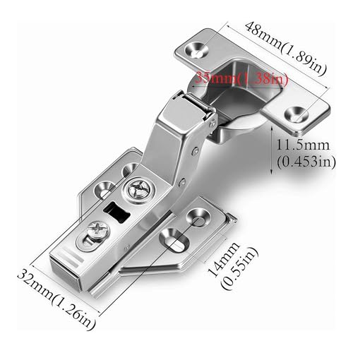 20Pcs Soft Close Inset Cabinet Hinges with Clip-On Plate - color: Inset, size: 20 Pieces
