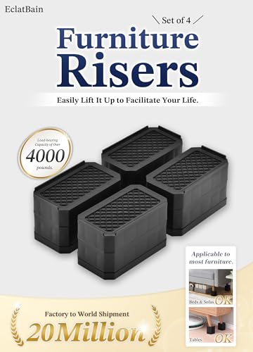 EclatBain Rectangular Adjustable Bed Risers 1.5 Inch, 4000 lbs, 4 Pack - color: Rectangle-4 Pack-black, size: 1 Layer(1.5inch)