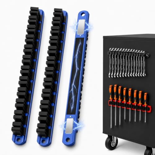 Heavy Duty Magnetic Screwdriver & Wrench Organizer, 36 Slot Tool Holder - color: Blue, size: 36-Slot