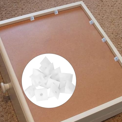 60 Pcs Drawer Wedges with Screws Drawer Bottom Support Brackets Fixing Mending Wedges 90 Degree Plastic Angle Code Bracket Fasteners Drawer Reinforcement Repair Kit for Furniture Sagging Drawer
