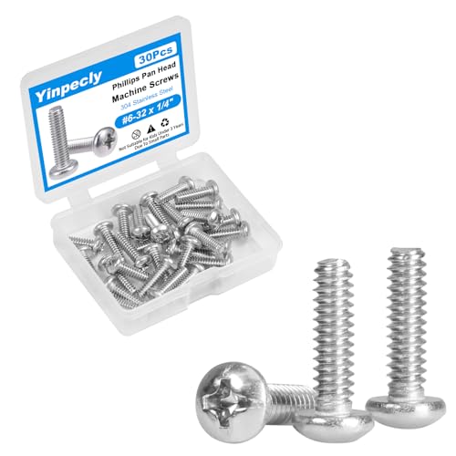 30 Pcs #6-32 x 1/2" Pan Head Machine Screws 304 Stainless Steel - size: #6-32 x 1/2"