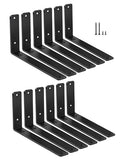 12 Pack - L 10" x H 6" x W1.5, 5mm Thick Black L Shelf Bracket, Iron Shelf Brackets, Metal Shelf Brackets, Floating Shelf, Shelf Supports with Screws - size: 10''x6'', style: Black 12 Pack