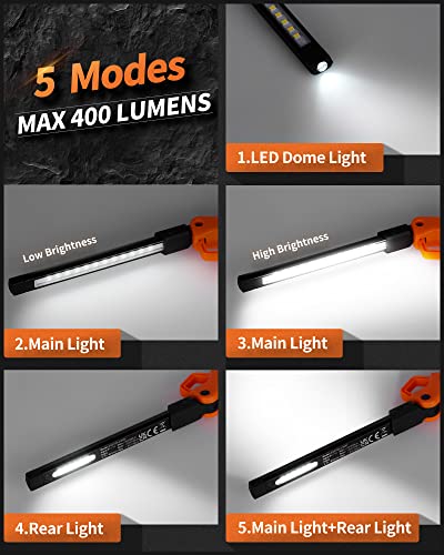 Rechargeable Work Light, Mechanic Light with Magnetic, Hook and 230° Rotate - color: Orange