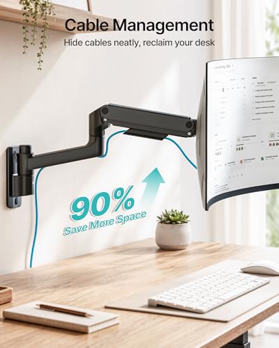Single Wall Mount Monitor Arm for 17-49" Ultrawide Screens - size: Single