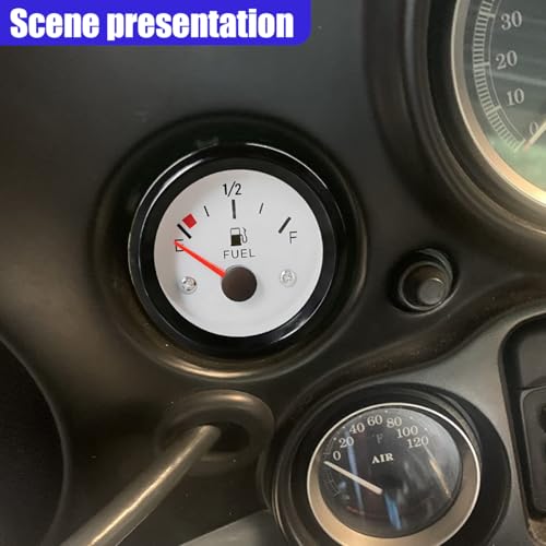 2" 52mm 12V Fuel Level Gauge Meter Kit with Nut/Bracket, White - color: White