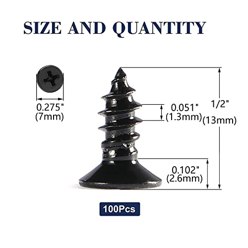 #6 x 1/2" Wood Screw 100Pcs 18-8 (304) Stainless Steel Screws Flat Head Phillips Fast Self Tapping Drywall Screws Black Oxide by SG TZH - size: #6 x 1/2"