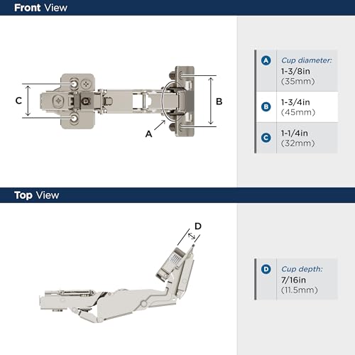 Amerock 1 Pair 165 Degree Lazy Susan Full Overlay Frameless Cabinet Hinge - size: 165 Degree Frameless, style: Soft-Close