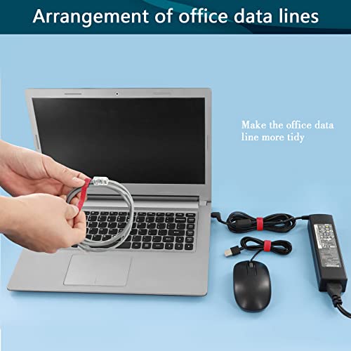 50PCS Reusable Adjustable Cable Ties, Microfiber Cloth for Computer Cable Management (Red) - color: Red