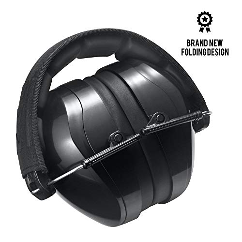 Pro For Sho All Terrain Safety Ear Protection - Larger Size Foldable Ear Muffs Lighter Weight & Maximum Hearing Protection