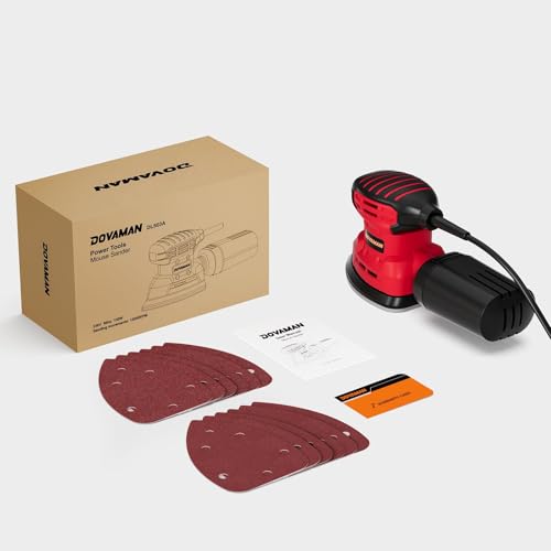 DOVAMAN 130W Detail Sander, 12000RPM Palm Sander Tool - color: B-red