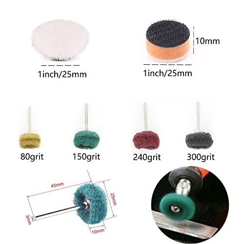 160Pcs 1inch Sanding Discs Hook and Loop 60 to 10000 Wet Dry Sandpaper with 1/8" Shank Backing Pad,Hand Sanding Block,Sponges Polishing Pads and Interface Pad for Drill Grinder Rotary Tools Attachment - style: 1inch-165pcs