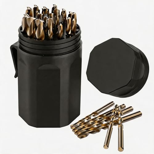 29PCS Drill Bit Set, M2 HSS, 135°Tip, Twist Jobber Length Drill Bit Kit for Hardened Metal, Cast Iron, Stainless Steel with Indexed Round Case,1/16"-1/2" - style: M2-29PCS