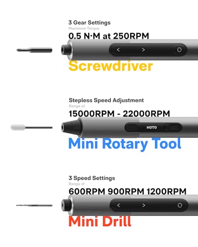 HOTO SNAPBLOQ 3-in-1 Mini Power Tool Kit – Mini Drill & Rotary Tool, Electric Screwdriver with 114 Accessories, Magnetic Modular System, Ideal for 3D Printing Finishing, Electronics Repair, DIY Crafts