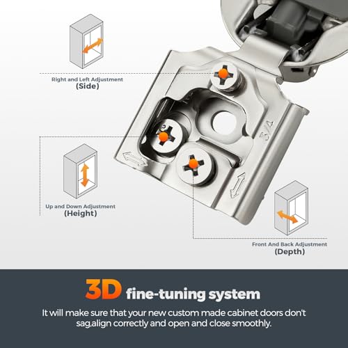 Satin Nickel Cabinet Hinges, 3/4 Inch Overlay, 10 Pack(5 Pairs) | Stainless Steel Build, Soft Close Concealed Hinge, 3D Self-Closing Adjustment, Face Frame Door Fit, Kitchen Cabinets - size: 3/4 inch Overlay