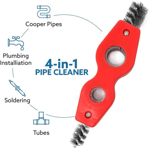Saim 4 in 1 Copper Tubing Brush, 1/2 in and 3/4 in Copper Pipe Cleanerr