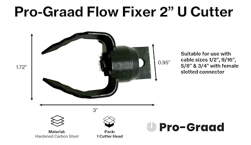 Flow Fixer Drain Cleaner U Cutter Head 2", Slotted Connector, 2UC - style: 2" U Cutter