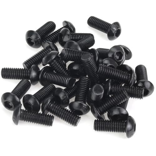 35 Pieces M6 x 16mm Button Head Socket Cap Screws, Thread Pitch 1.0mm, Sutemribor M6 Black Screws, 10.9 Grade Alloy Steel, Black Oxide Finish, Fully Threaded - size: M6 x 16mm, style: Button Head