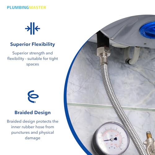 24" Water Heater Connector Hose, 3/4" FIP x 3/4" FIP, Stainless, 2pcs - size: 24 inch 2pcs