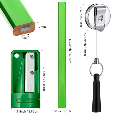 Honoson 24 Pcs Carpenter Pencil with Sharpener,Green Cover, Black Refill - color: Green Cover, Black Refill